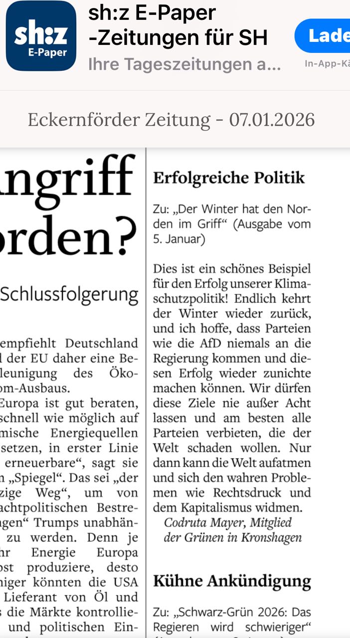 Fake-Leserbrief SH-Z am 7.1.26